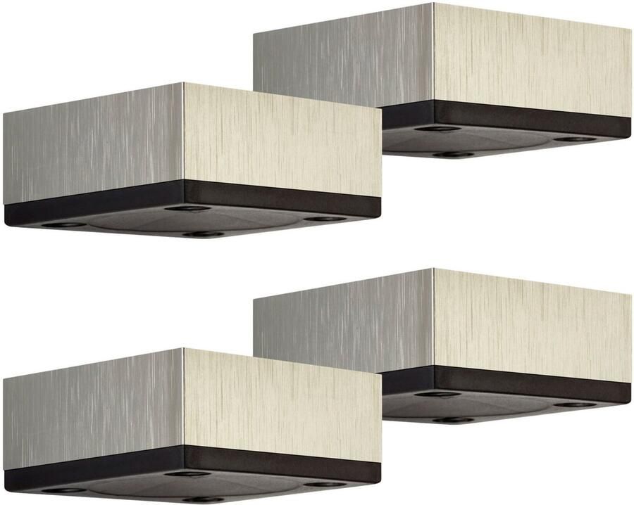 Sotech 4x meubelvoeten MOTEL 65 x 65 mm hoogte 25 mm RVS-look van