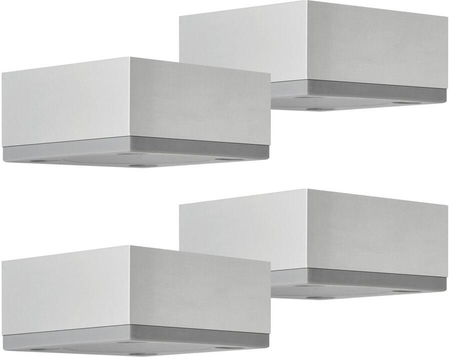 Sotech 4x meubelvoeten MOTEL 65 x 65 mm hoogte 30 mm zilver-look geanodiseerd van