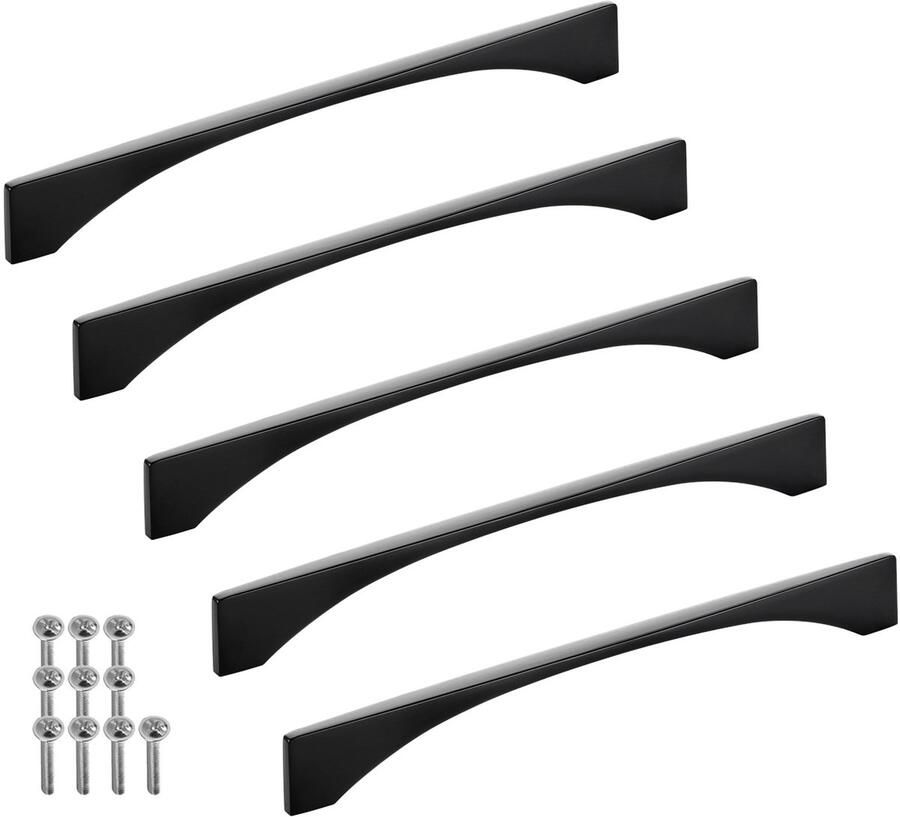 Sotech 5 stuks aluminium meubelgrepen BLACKLINE XIV BA 192 mm mat zwart (lengte 213 mm breedte 4 mm hoogte 26 mm) designgreep