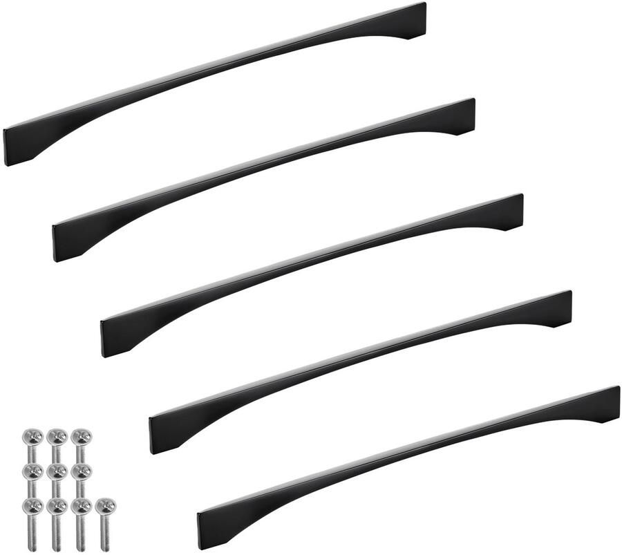 Sotech 5 stuks aluminium meubelgrepen BLACKLINE XIV BA 320 mm mat zwart (lengte 341 mm breedte 4 mm hoogte 26 mm) design keukengreep
