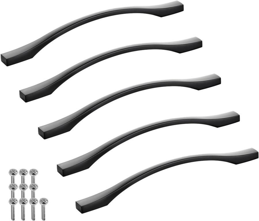 Sotech 5 stuks aluminium meubelgrepen BLACKLINE XV BA 192 mm mat zwart (lengte 228 mm breedte 13 5 mm hoogte 26 mm) designgreep