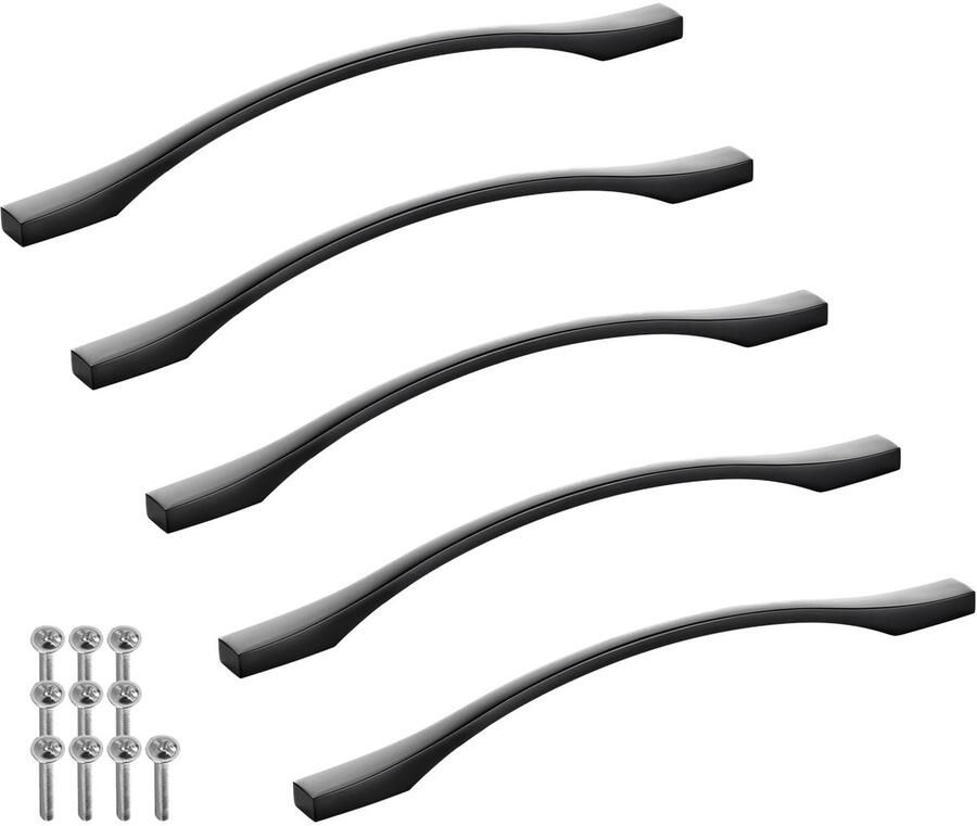 Sotech 5 stuks aluminium meubelgrepen BLACKLINE XV BA 224 mm mat zwart (lengte 260 mm breedte 13 5 mm hoogte 28 mm) design kastdeurkruk