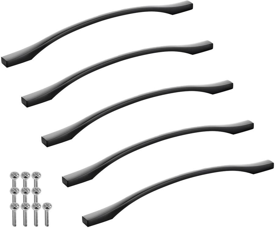 Sotech 5 stuks aluminium meubelgrepen BLACKLINE XV BA 256 mm mat zwart (lengte 292 mm breedte 13 5 mm hoogte 30 mm) design beugelgreep
