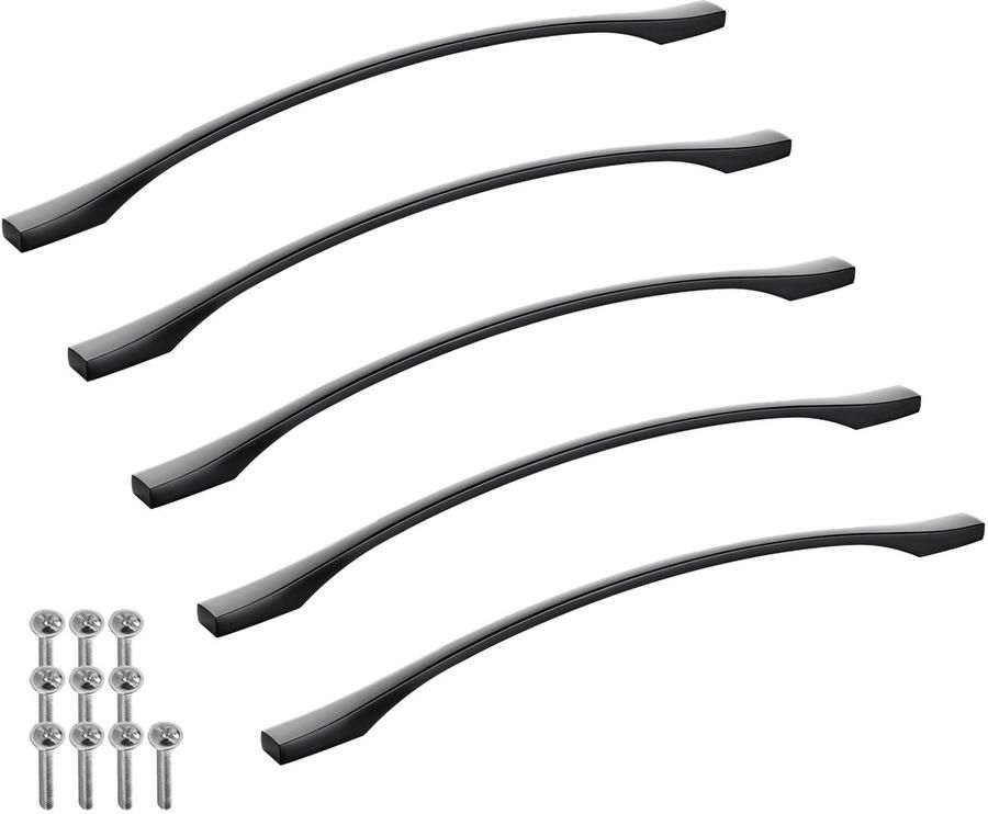 Sotech 5 stuks aluminium meubelgrepen BLACKLINE XV BA 320 mm mat zwart (lengte 356 mm breedte 13 5 mm hoogte 30 mm) design keukengreep