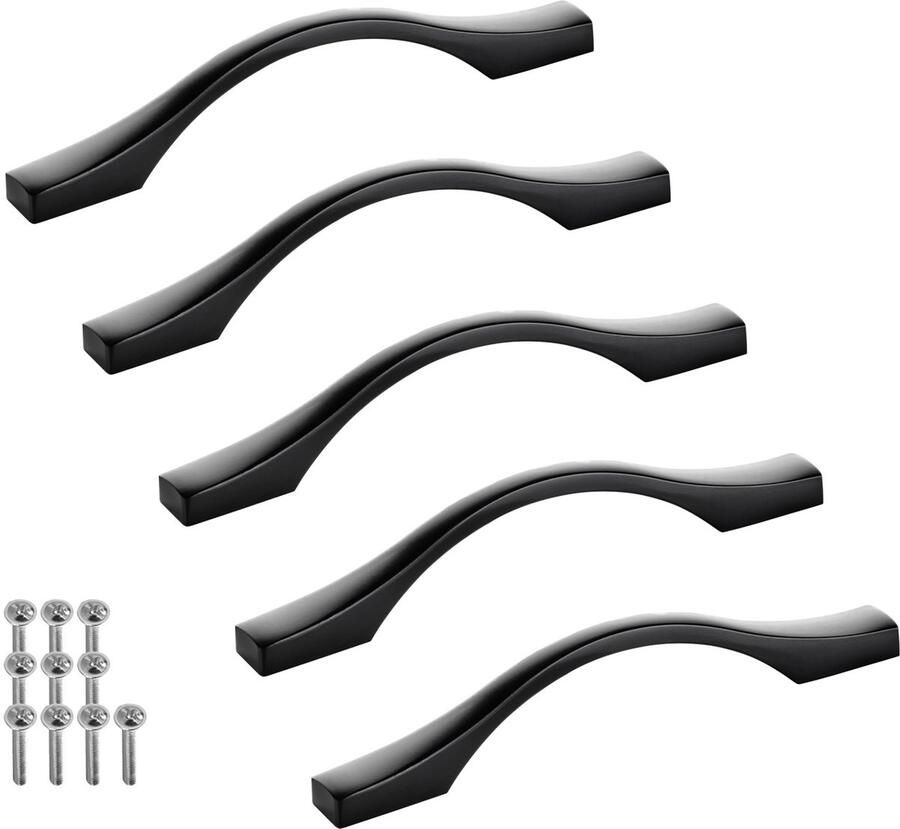 Sotech 5 stuks aluminium meubelgrepen BLACKLINE XV BA 96 mm mat zwart (lengte 127 mm breedte 13 5 mm hoogte 30 mm) design keukengreep