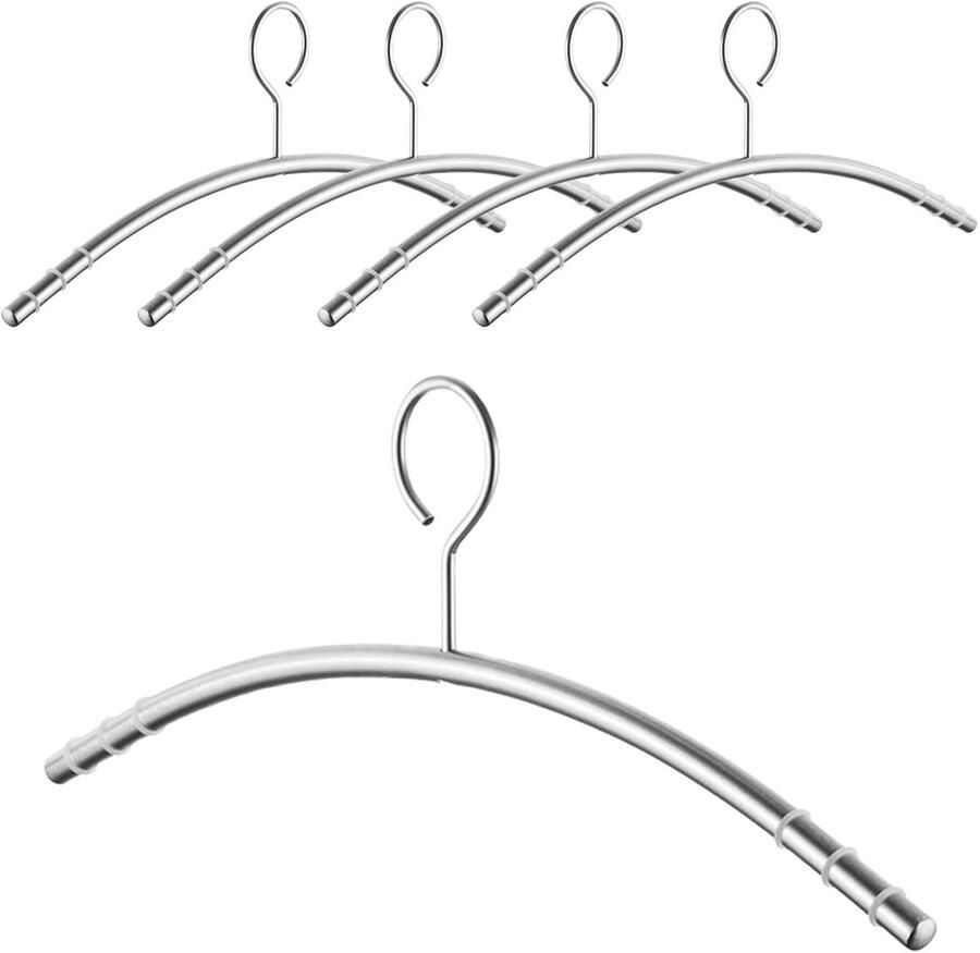 Sotech 5 stuks design kledinghangers roestvrij staal SS201 met antislipringen (oog 360 graden draaibaar ronde buis Ø 12 mm x 433 mm geborsteld) gesloten overhemdhanger diefstalbeveiliging