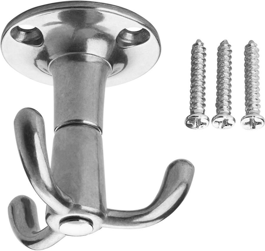 Sotech 3 stuks draaibare kapstokhaken Tromso aluminium gepolijst 3 ophanghaakjes 53 x 50 mm voor plafondmontage
