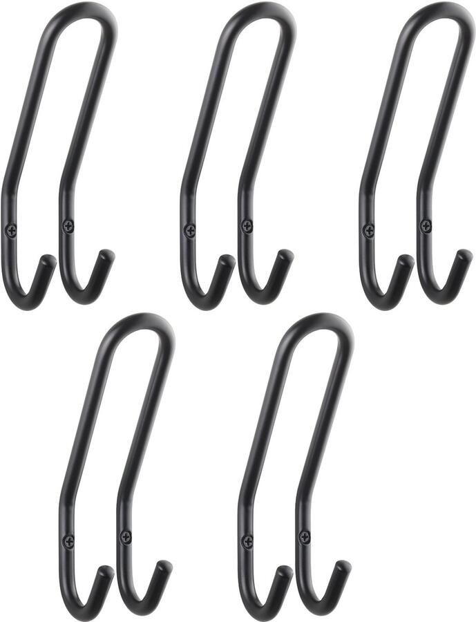 Sotech 5 stuks FARA 192 x 51 mm stalen zwarte jashaken wandkapstok jashaak hanger