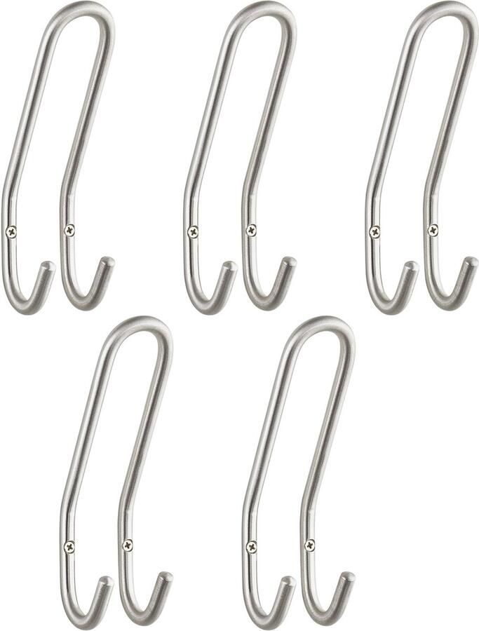 Sotech 5 stuks garderobehaken FARA 192 x 51 mm echt roestvrij staal geborstelde kapstok wandkapstok jashaak hanger