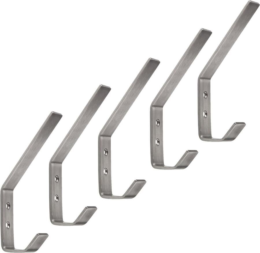 Sotech 5 stuks Kapstokhaken ALBA moderne jashaak echt roestvrij staal 142 x 20 mm jashaken van