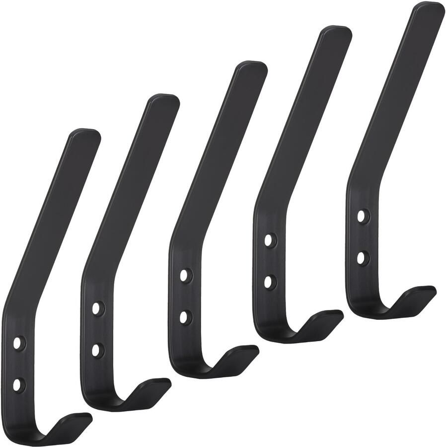 Sotech 5 stuks Kapstokhaken ALBA roestvrij staal 142 x 20 mm zwart mat van
