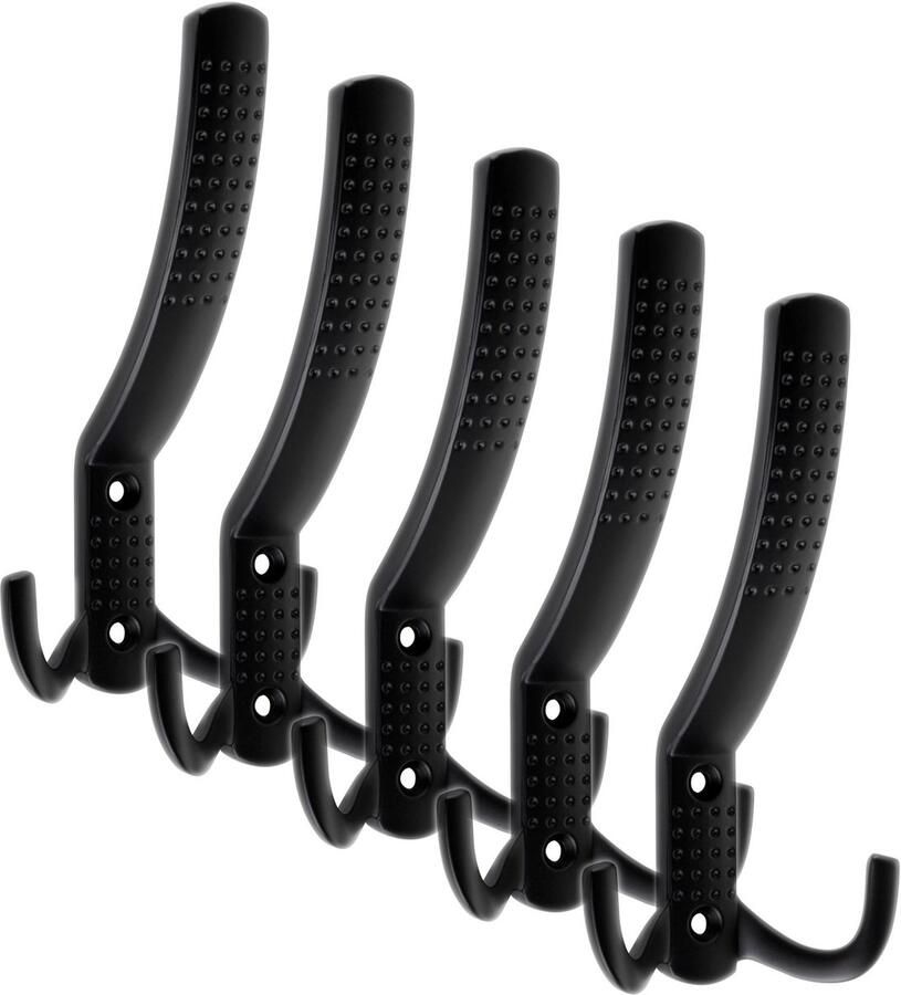 Sotech 5 stuks Kapstokhaken JASMIN STRONG Lang Zwart mat Nieuwe solide uitvoering wandhaken