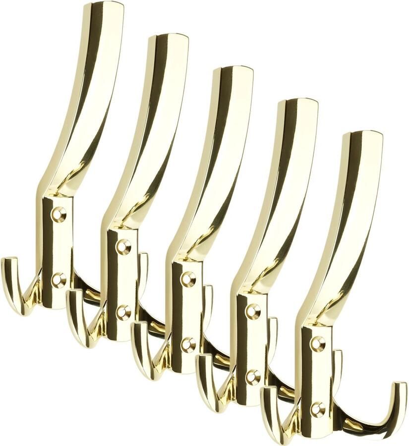 Sotech 5 stuks Kapstokhaken JULIE STRONG Lang Messing Afwerking Nieuwe solide uitvoering voor garderobes