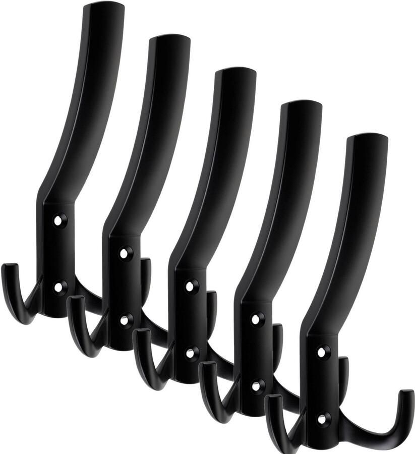 Sotech 5 stuks Kapstokhaken JULIE STRONG Lang Zwart mat Nieuwe solide uitvoering kapstokhaak