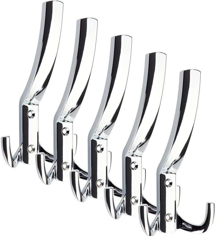 Sotech 5 stuks Kapstokhaken JULIE STRONG Lange gepolijst Chroom Nieuwe solide uitvoering jashaken