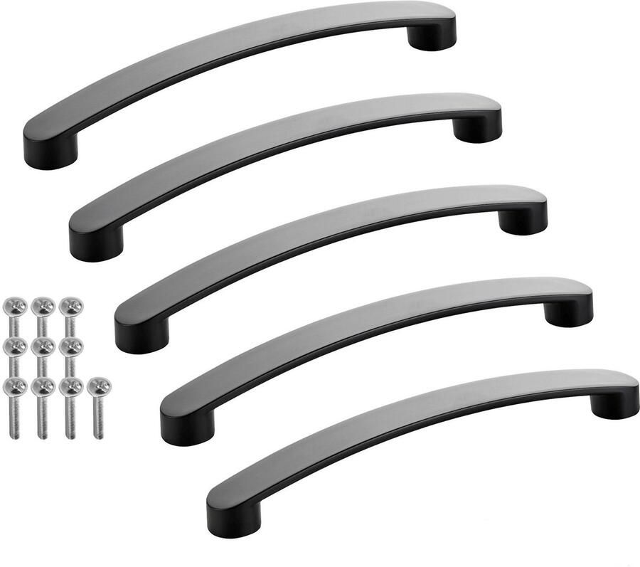 Sotech 5 stuks meubelgrepen BLACKLINE VI BA 160 mm mat zwart (lengte 178 mm breedte 19 mm hoogte 25 mm) design aluminium vitrinegreep