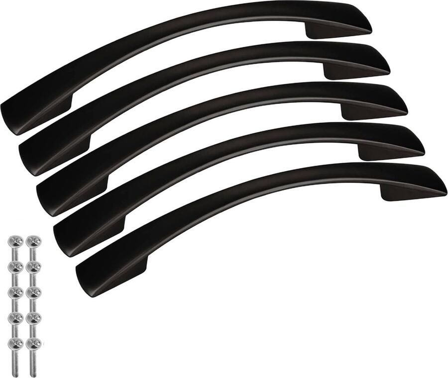 Sotech 5 stuks meubelgrepen BLACKLINE X BA 128 mm mat zwart (lengte 168 mm breedte 15 mm hoogte 25 mm) ladekastgreep