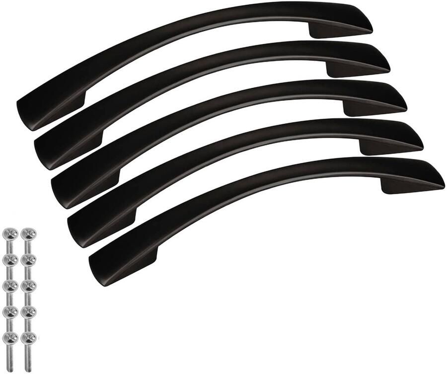 Sotech 5 stuks meubelgrepen BLACKLINE X BA 96 mm mat zwart (lengte 133 mm breedte 13 mm hoogte 23 mm) kastgreep keukengreep