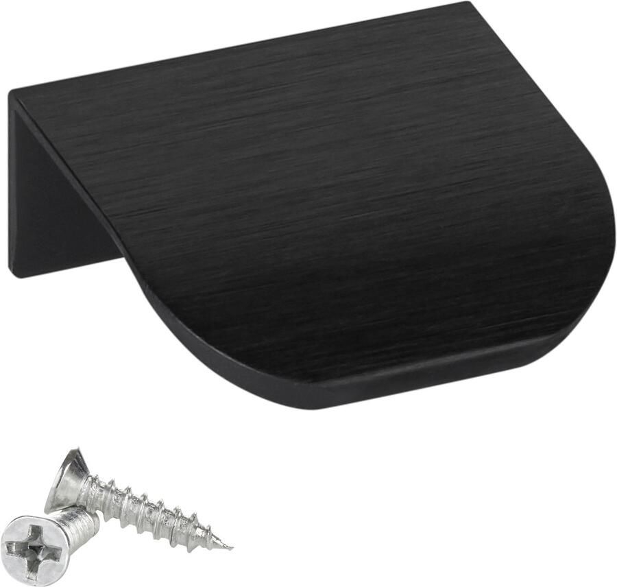 Sotech 5 stuks meubelgrepen Blanket Tommy zwart geborsteld 40 mm kastgrepen voor montage achter incl. bevestigingsschroeven