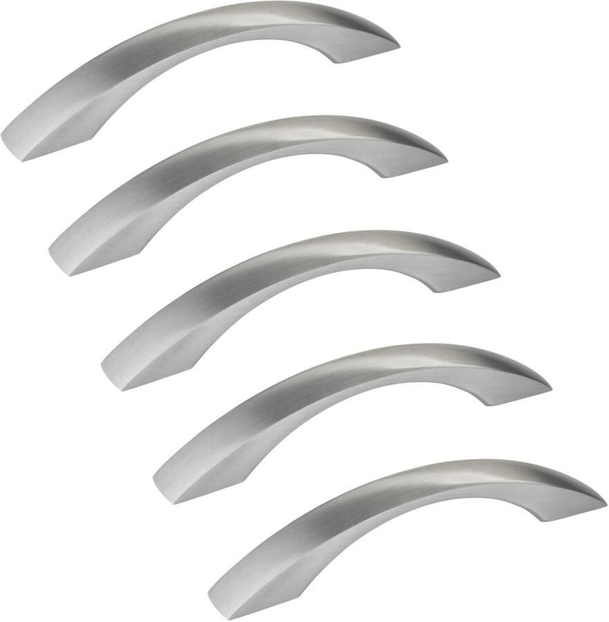 Sotech 5 stuks Meubelgrepen ZOE Boorgatafstand (BA) 128 mm roestvrij staal look mat Ladegrepen Booggrepen