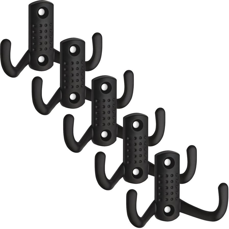 Sotech 5 x Garderobehaak JASMIN zwart 47 5 x 70 x 25 mm BA 32 mm met 2 haken Kledinghaak Garderobe Jashaak van SO-TECH