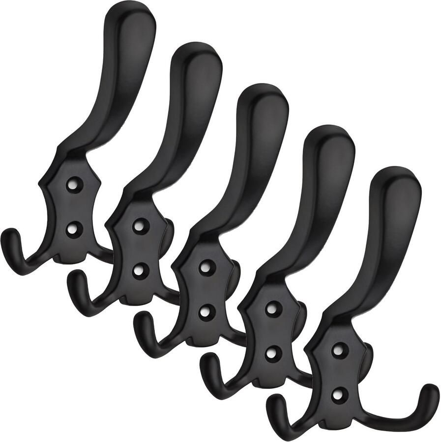 Sotech 5 x Garderobehaak LENA 123 x 79 x 75 mm BA 20 mm zwart Kledinghaak Wandgarderobe van SO-TECH