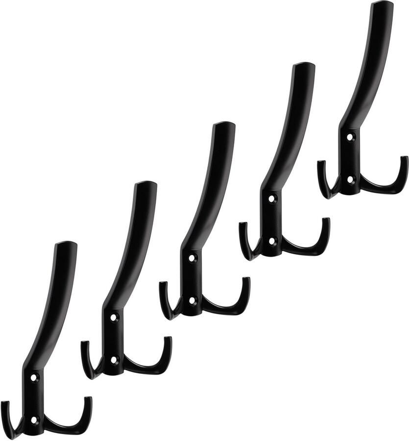 Sotech 5 x Kapstokhaken JULIE groot (143 x 76 x 67 mm) zwart Wandhaken van