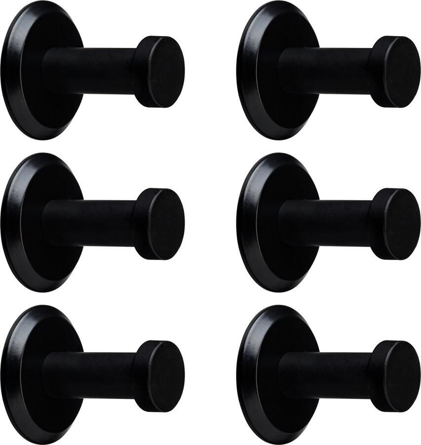 Sotech 6 stuks kapstokhaken Talea RVS zwart gepoederlakt lengte: 33 mm incl. plaatje en bevestigingsset