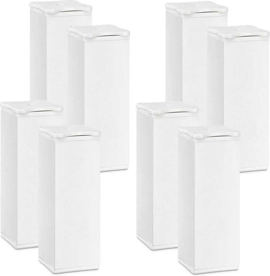 Sotech 8 St. Meubelvoet Quebec 120 mm (+ 10 mm) 40 x 40 mm wit hoogteverstelbare meubelpoten van aluminium van