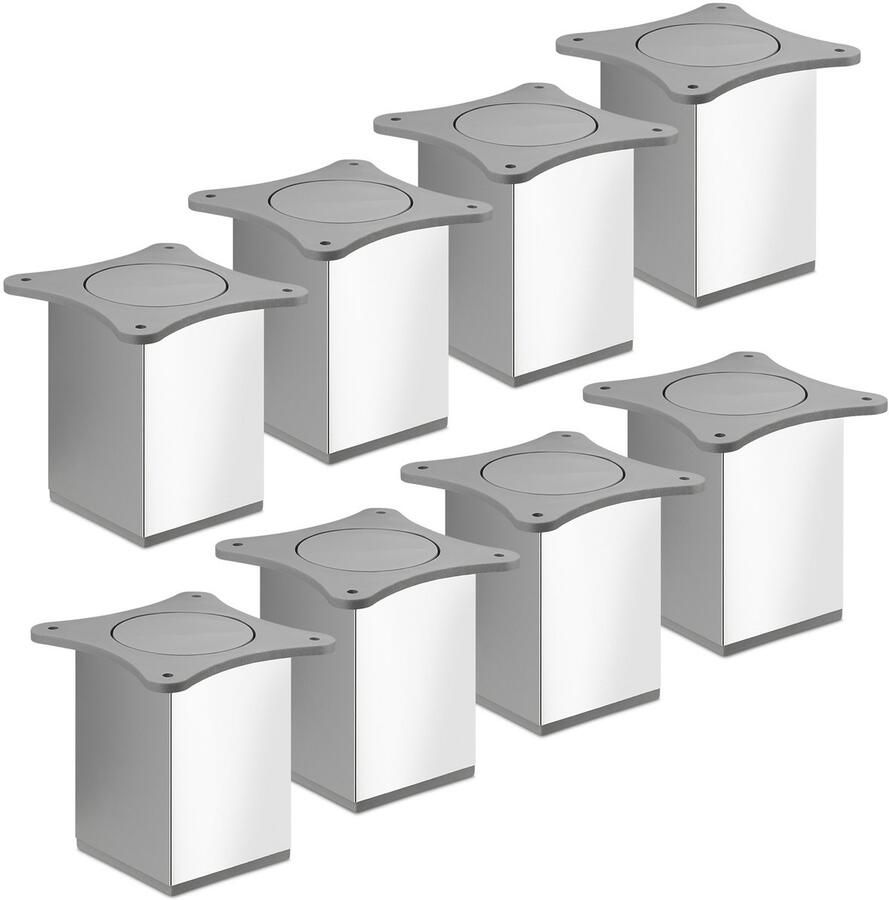 Sotech 8 St. Meubelvoet QUEBEC II 100 mm 65 x 65 mm gepolijst chroom meubelpoten van aluminium van