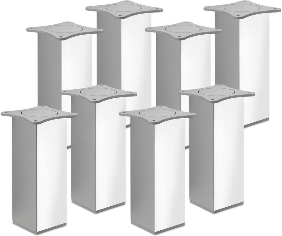 Sotech 8 St. Meubelvoet QUEBEC II 200 mm 65 x 65 mm gepolijst chroom meubelpoten van aluminium van