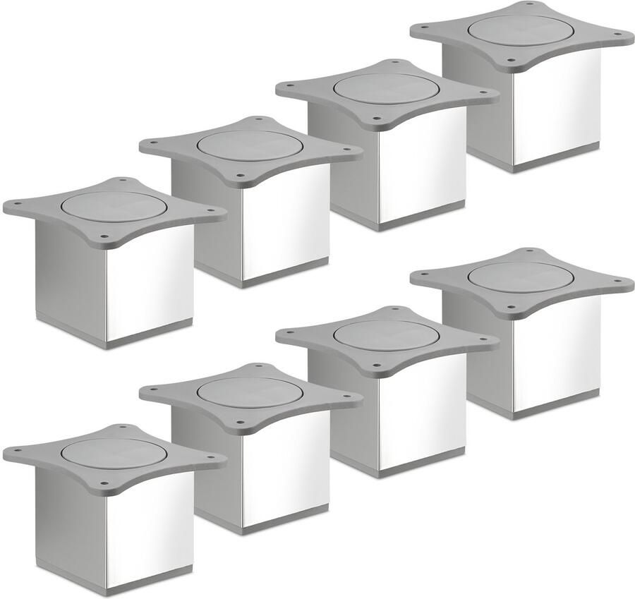 Sotech 8 St. Meubelvoet QUEBEC II 70 mm 65 x 65 mm gepolijst chroom meubelpoten van aluminium van