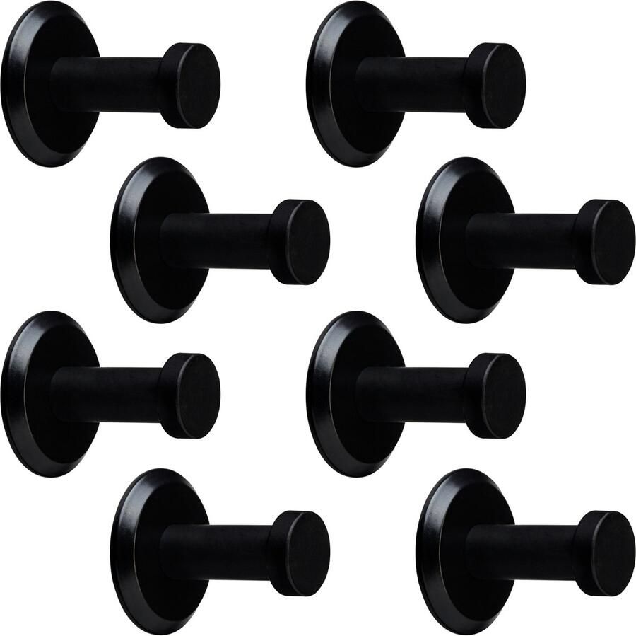 Sotech 8 stuks kapstokhaken Talea RVS zwart gepoederlakt lengte: 33 mm incl. plaatje en bevestigingsset