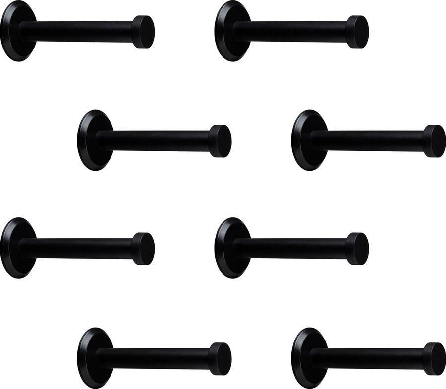 Sotech 8 stuks kapstokhaken Talea RVS zwart gepoederlakt lengte: 73 mm incl. plaatje en bevestigingsset
