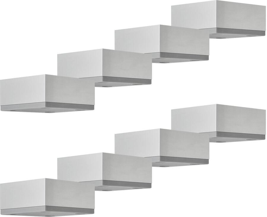 Sotech 8 x meubelvoeten MOTEL 65 x 65 mm hoogte 30 mm zilver-look geanodiseerd van