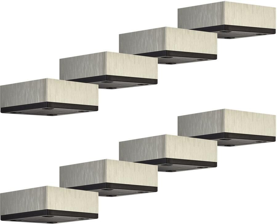 Sotech 8x meubelvoeten MOTEL 65 x 65 mm hoogte 25 mm RVS-look van