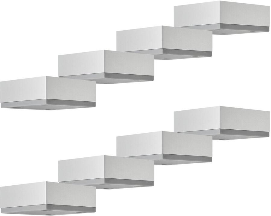 Sotech 8x meubelvoeten MOTEL 65 x 65 mm hoogte 25 mm zilver-look geanodiseerd van aluminium van
