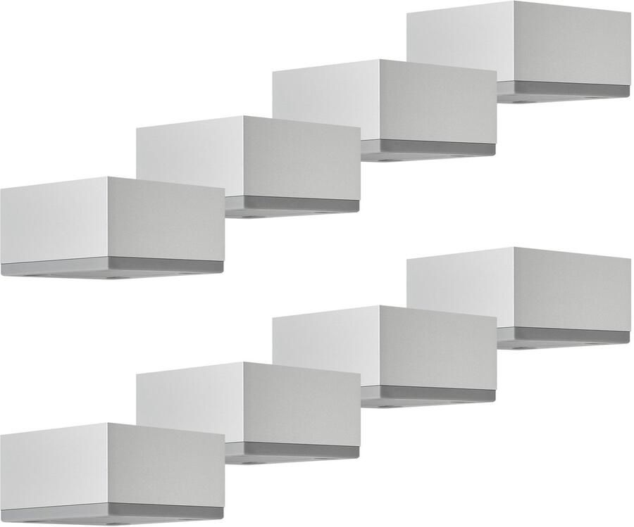 Sotech 8x meubelvoeten MOTEL 65 x 65 mm hoogte 35 mm zilver-look geanodiseerd van