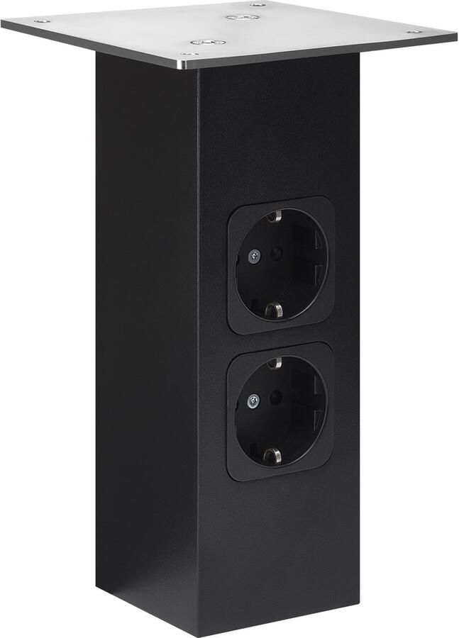 Sotech Barconsole recht met moffen (70 x 70 mm hoogte 210 mm 30 kg draagvermogen zwart) Baliesteun voor houten of glazen bladen