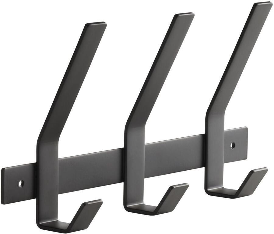 Sotech Blackline ALBA (groot) Hakenrail 257 mm met 3 haken zwart gepoedercoat Wandkapstok Kapstokhaken
