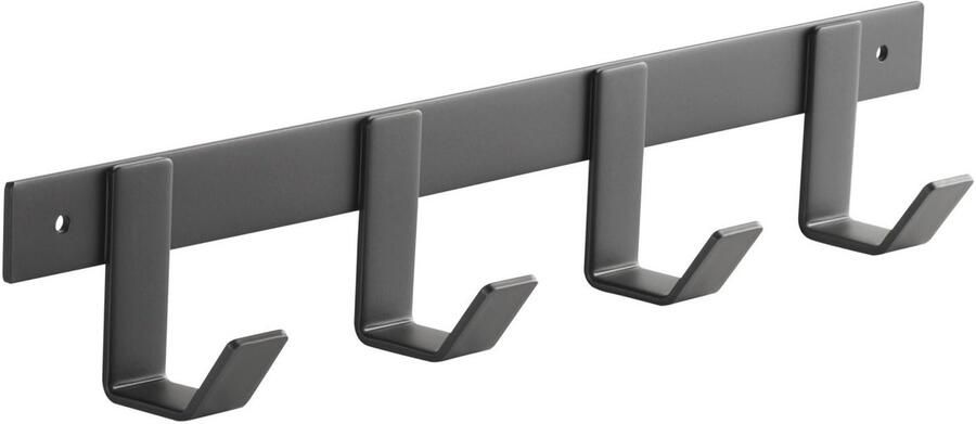 Sotech Blackline ALBA (klein) Hakenrail 345 mm met 4 haken zwart gepoedercoat Wandkapstok Kapstokhaken