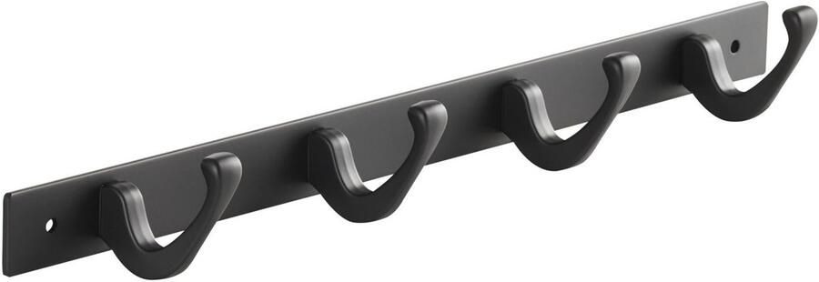 Sotech Blackline FORTE-haakrail 345 mm met 4 haken zwart wandkapstok Garderoberail