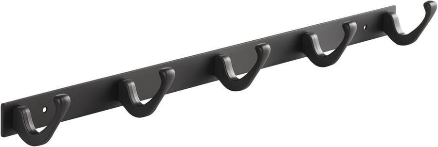 Sotech Blackline FORTE-haakrail 450 mm met 5 haken zwart gepoedercoat Wandkapstok Kapstokhaken