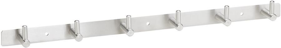 Sotech Garderobehaak KARA roestvrij staal als enkele haak of haakrail met 4 6 8 haken Garderobe wandhaken wandkapstok Grootte instelbaar (6 haken L: 460 mm) by JUNKER DESIGN