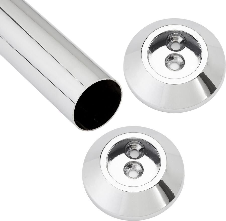 Sotech garderobestangset 800 mm conisch Garderobestang gepolijst chroom bestaande uit kledingstang incl. 1 paar conische garderobestanglagers