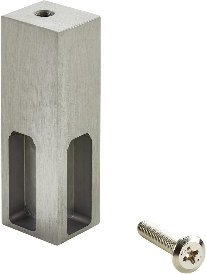 Sotech hoeksteun NANO mat geborsteld (onderbouwmontage 75 x 22 x 26 mm massief aluminium look roestvrij staal) Kleerstanghouder voor design kleerkastbuis