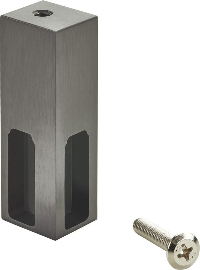 Sotech hoeksteun NANO (onderbouwmontage 75 x 22 x 26 mm massief aluminium titanium look) Kleerkaststanghouder voor design kleerkastbuizen
