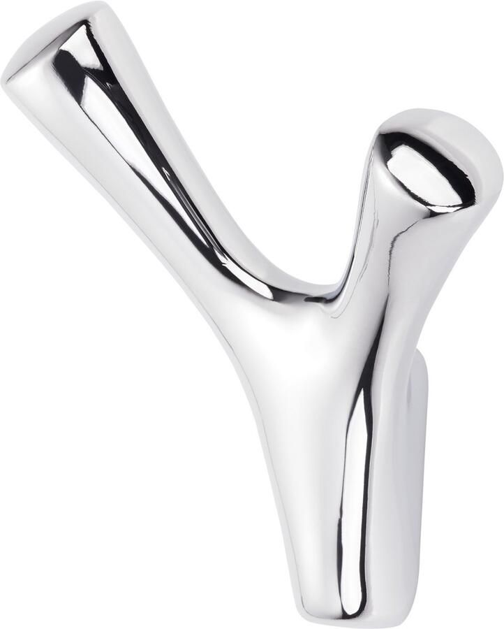 Sotech Kapstokhaak BICORNO Hoogte: 82 x Breedte: 71 mm Gepolijst chroom moderne kapstokhaak van gegoten zink stabiele wandhaak ook voor handtassen