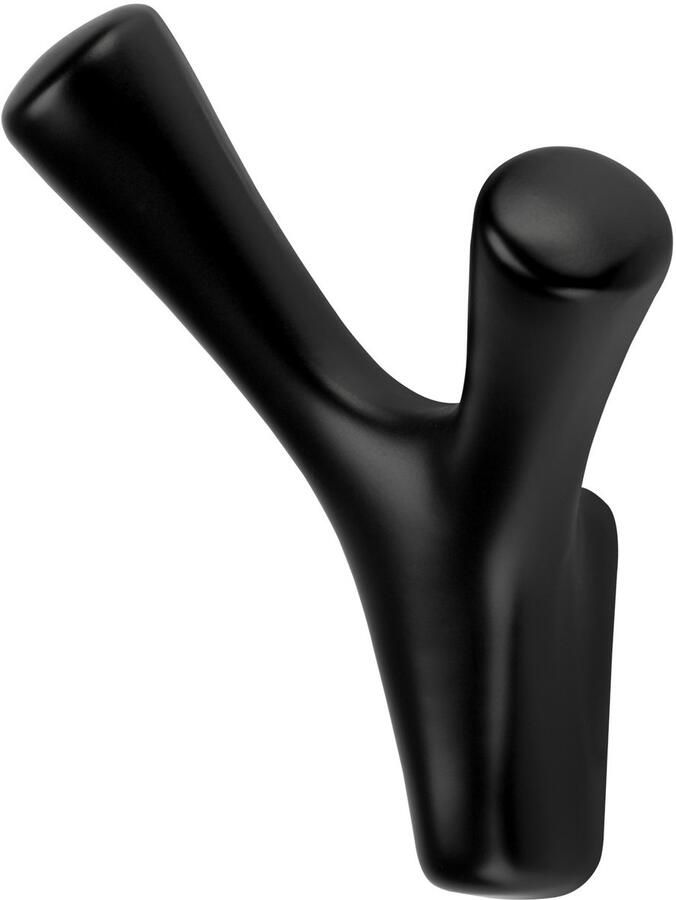 Sotech Kapstokhaak BICORNO Hoogte: 82 x Breedte: 71 mm mat zwart moderne kapstokhaak van gegoten zink stabiele wandhaak zelfs voor zware handdoeken