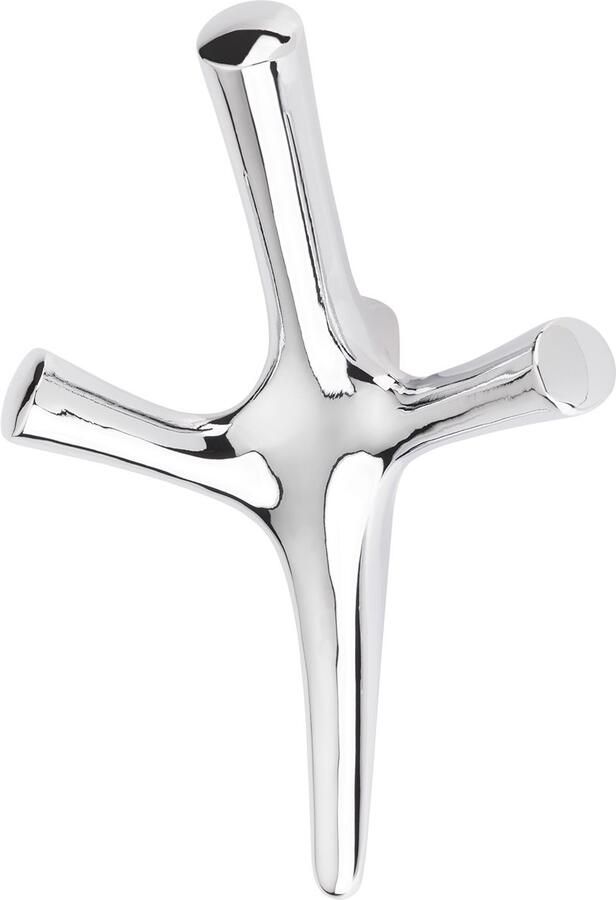 Sotech Kapstokhaak TRICORNO Hoogte: 157 x Breedte: 106 mm Gepolijst chroom moderne kapstokhaak van gegoten zink stabiele wandhaak ook voor handtassen